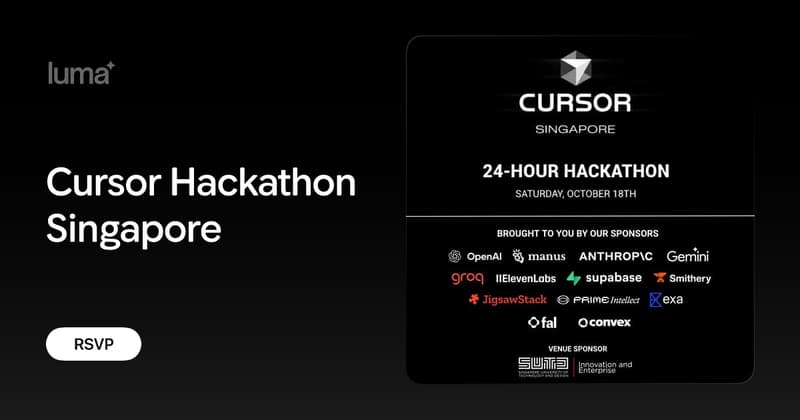 Luma event card for Cursor Hackathon Singapore.